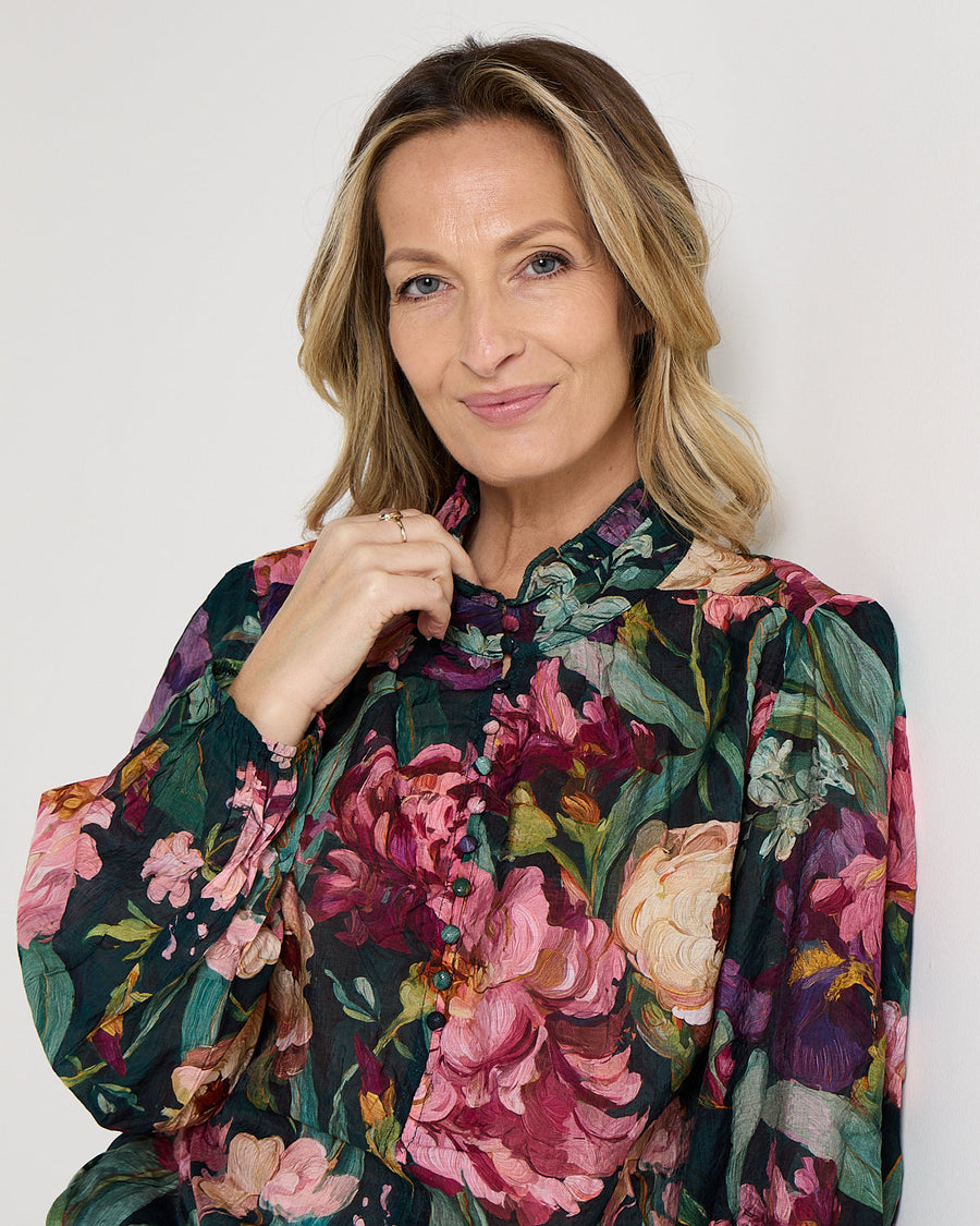 Elara Blouse - Midnight Bloom