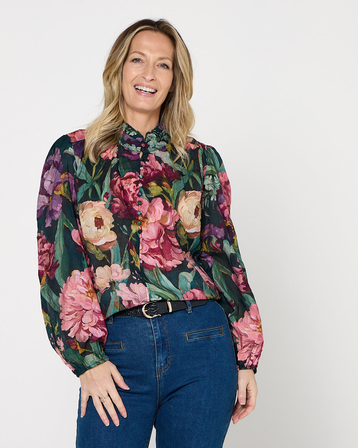 Elara Blouse - Midnight Bloom