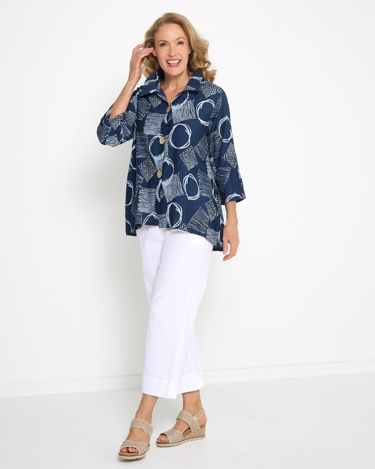 Maria Shirt - Navy Blue Sketch