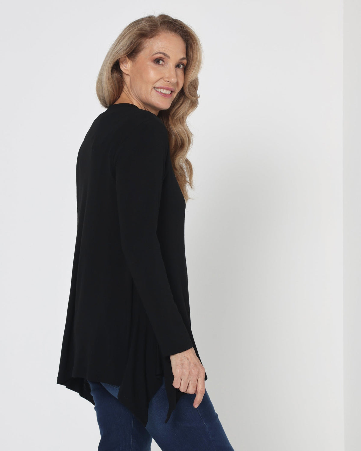 Andrea High Neck Swing Top - Black