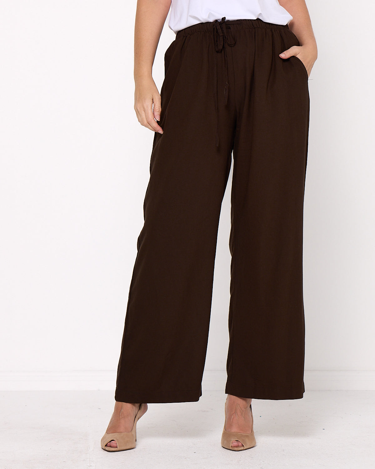Sienna Wide Leg Pants - Chocolate
