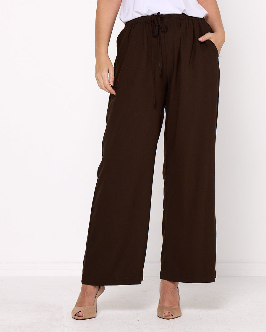 Sienna Wide Leg Pants - Chocolate