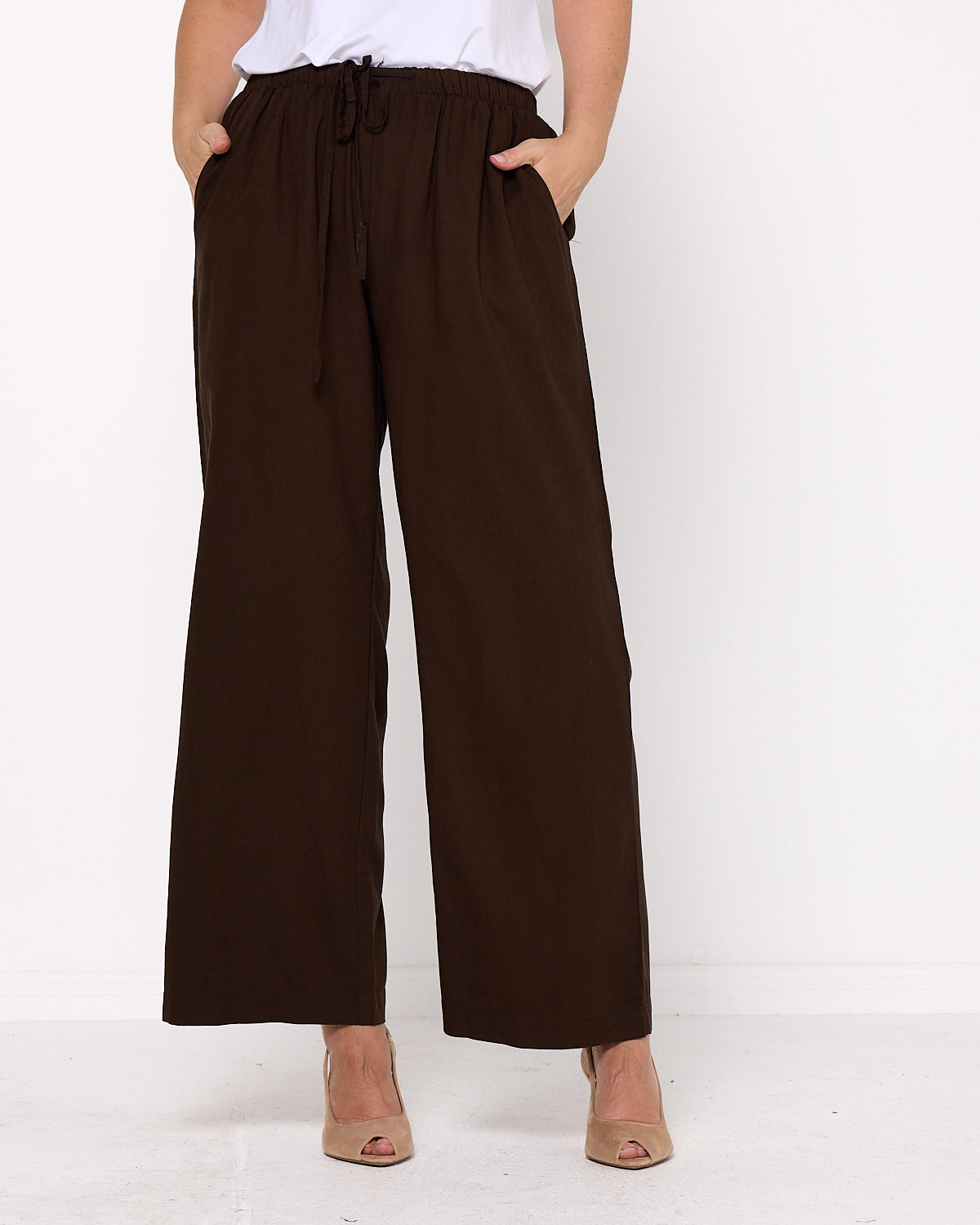 Sienna Wide Leg Pants - Chocolate