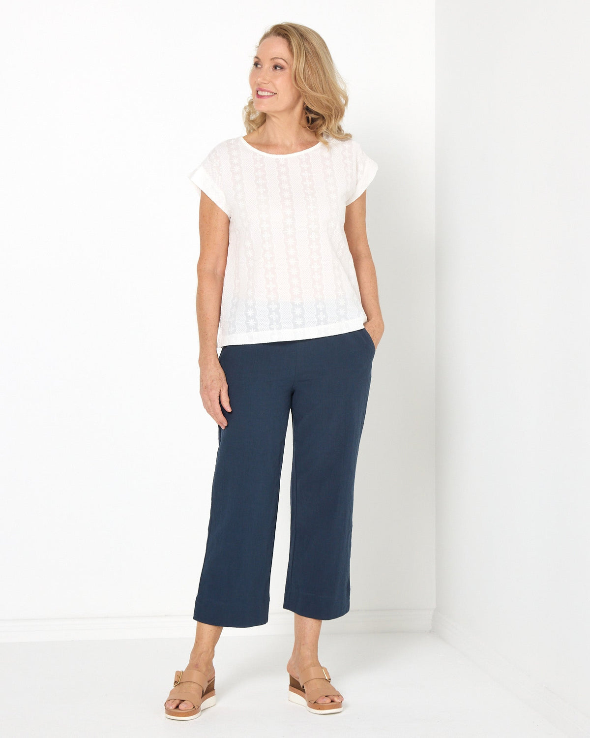 Mornington Cotton Pants - Navy