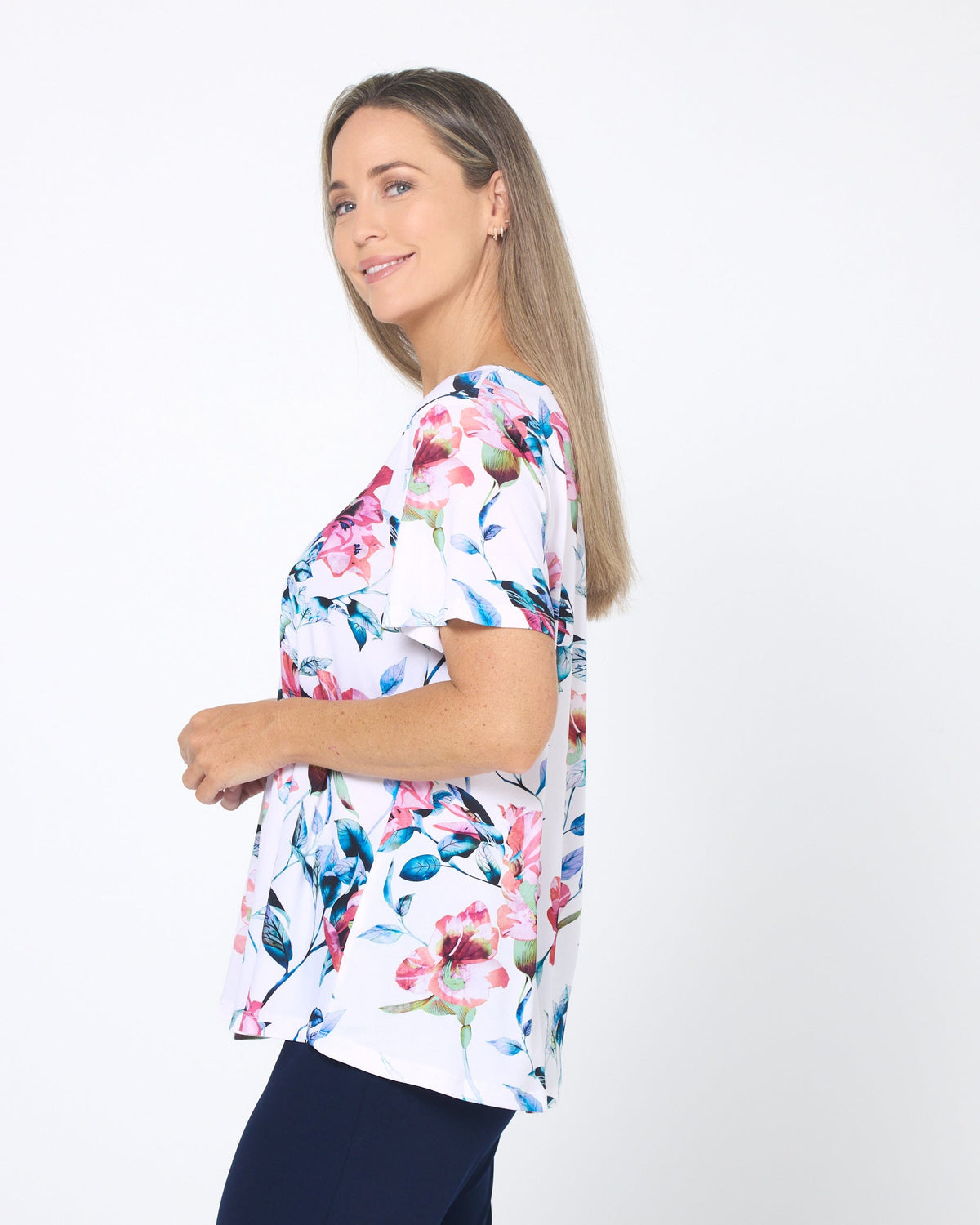 Vee Swing Flutter Top - Floral