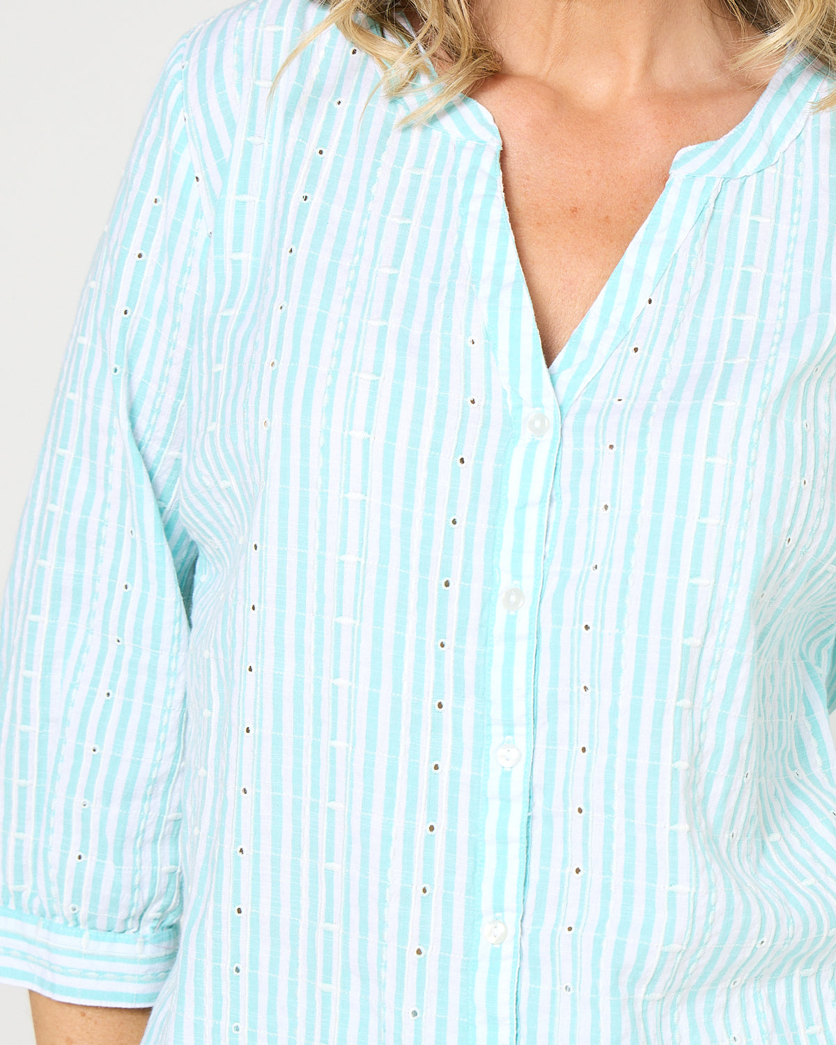 Amelia Shirt - Aqua Stripe