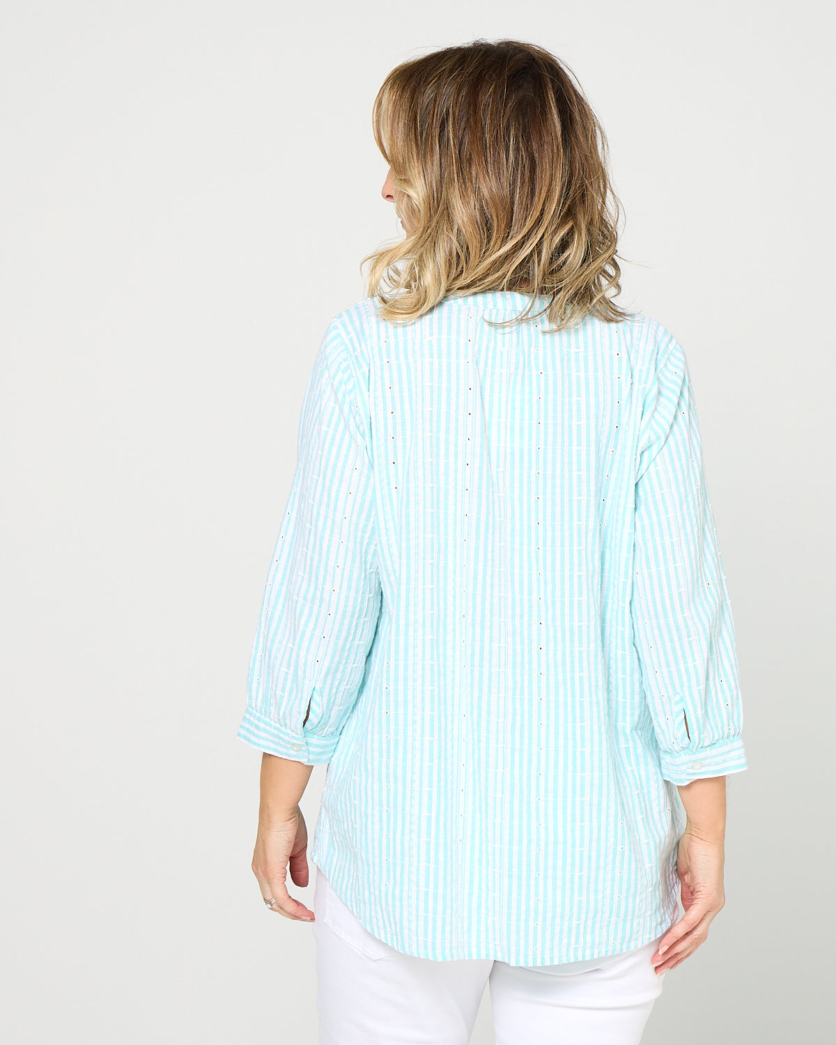 Amelia Shirt - Aqua Stripe