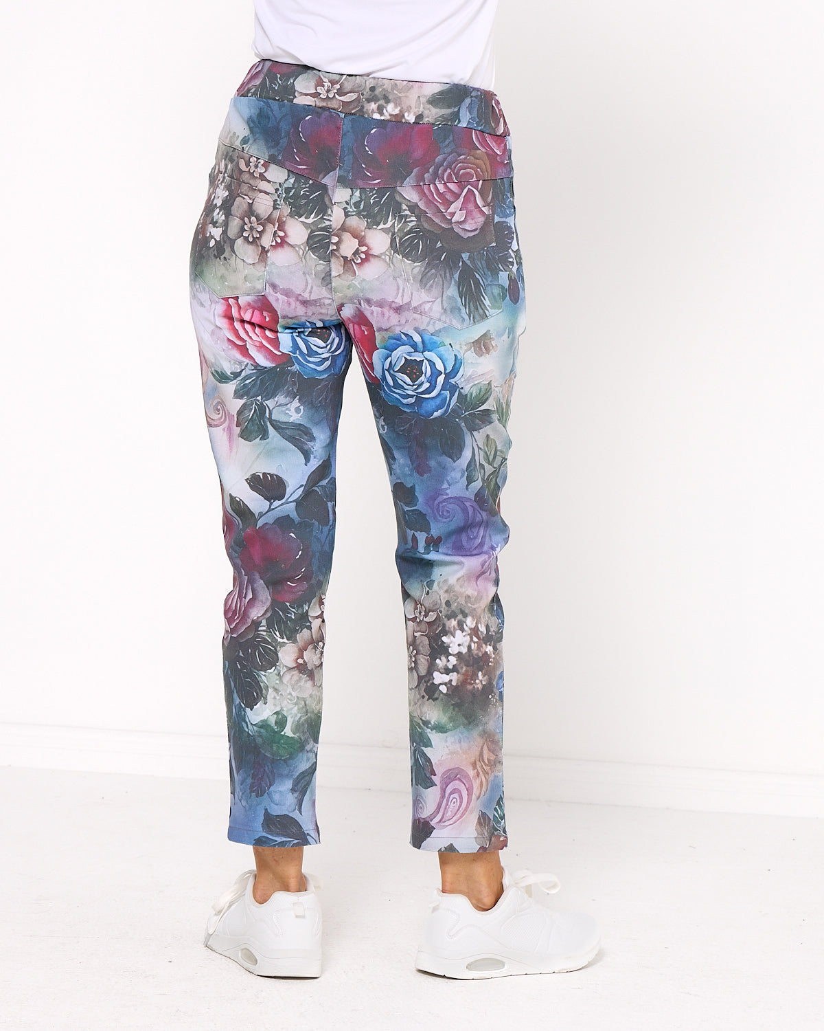 Everlee Pants - Blue Pink Roses