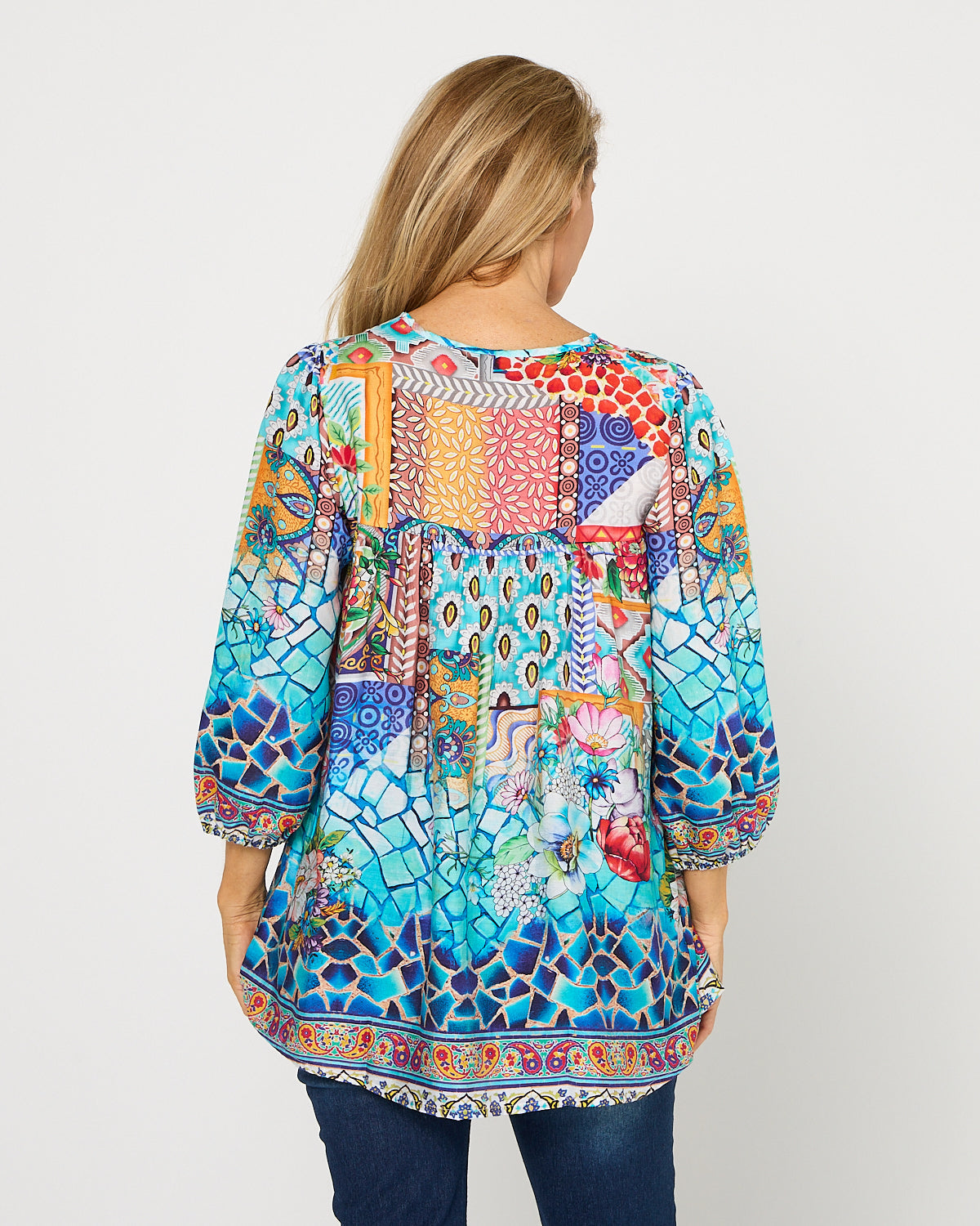 Valencia Blouse - Azure Mosaic
