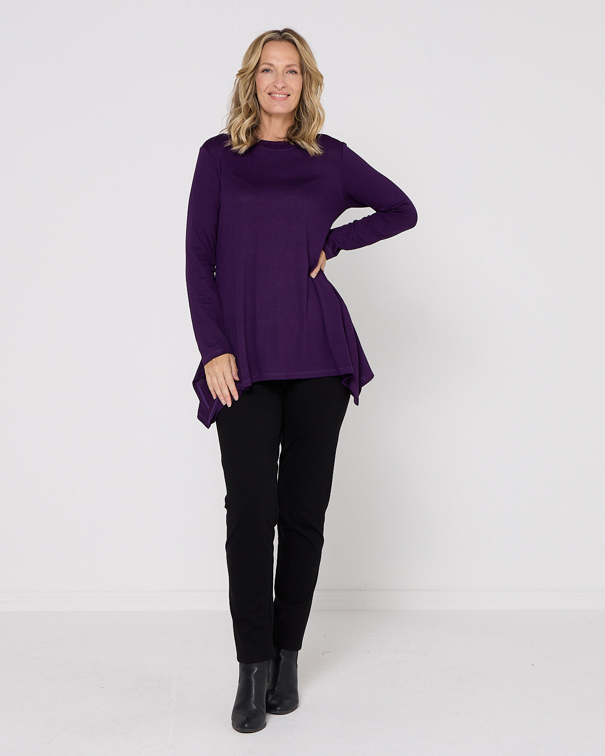 Andrea High Neck Swing Top - Purple