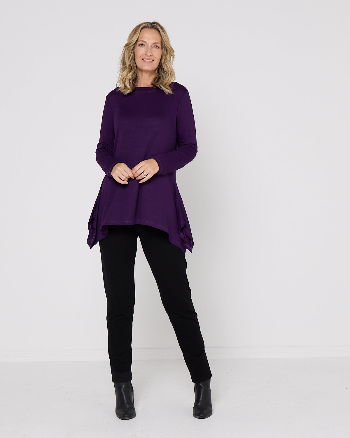 Andrea High Neck Swing Top - Purple