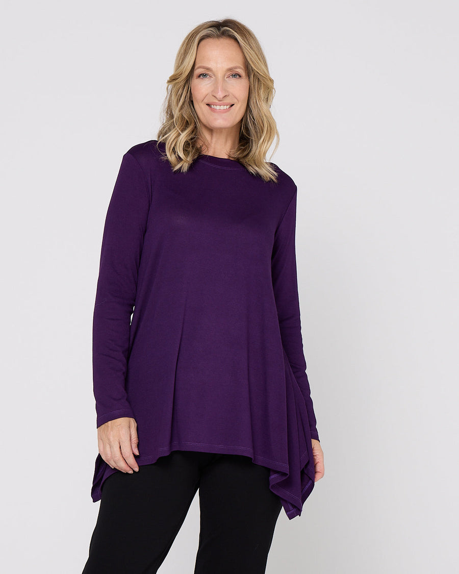 Andrea High Neck Swing Top - Purple