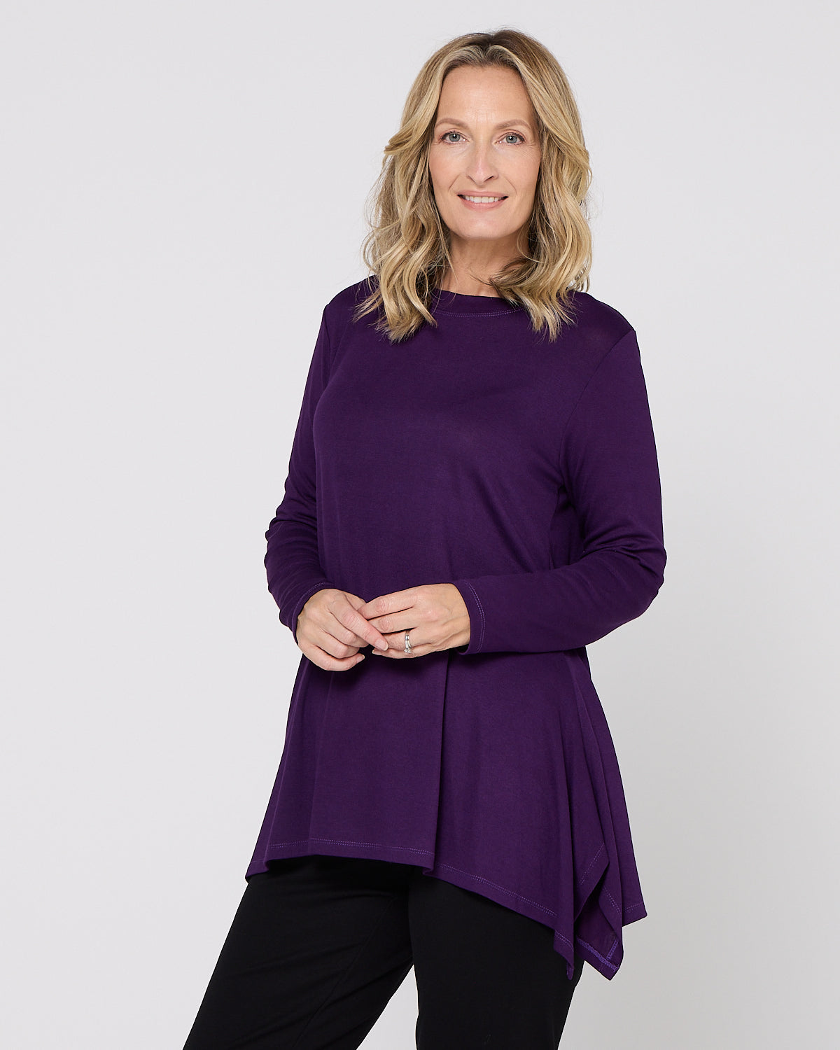 Andrea High Neck Swing Top - Purple