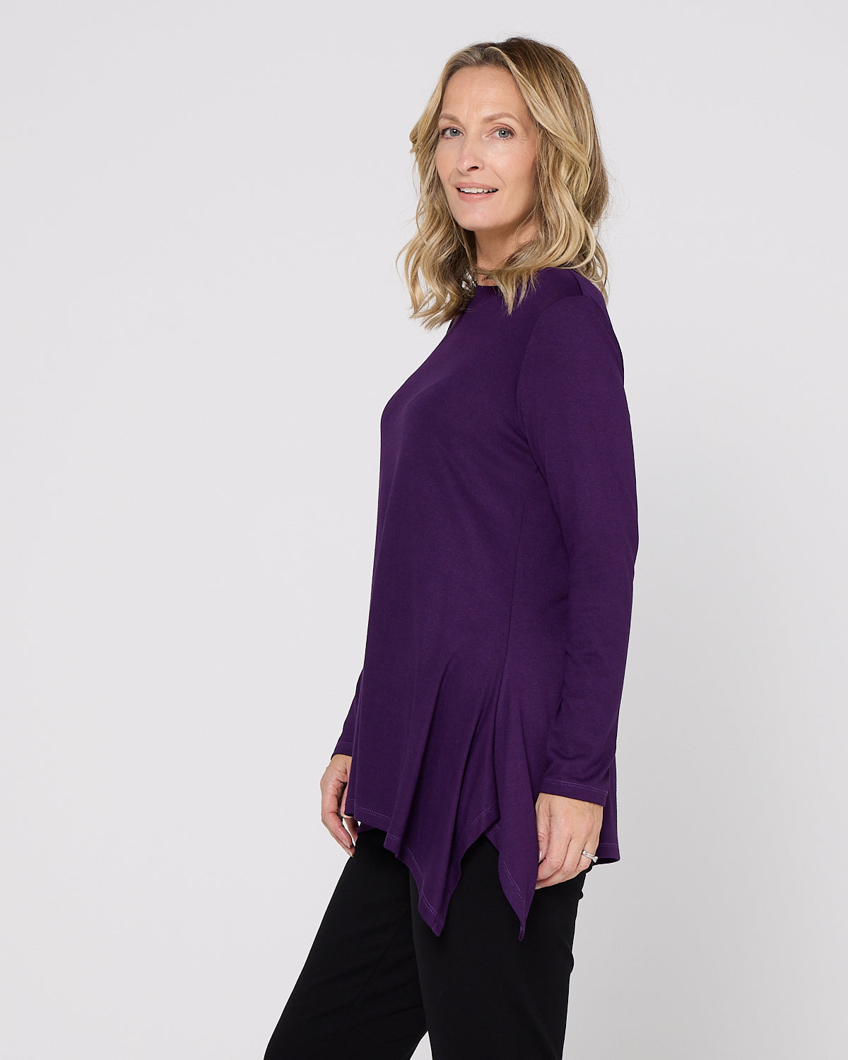 Andrea High Neck Swing Top - Purple