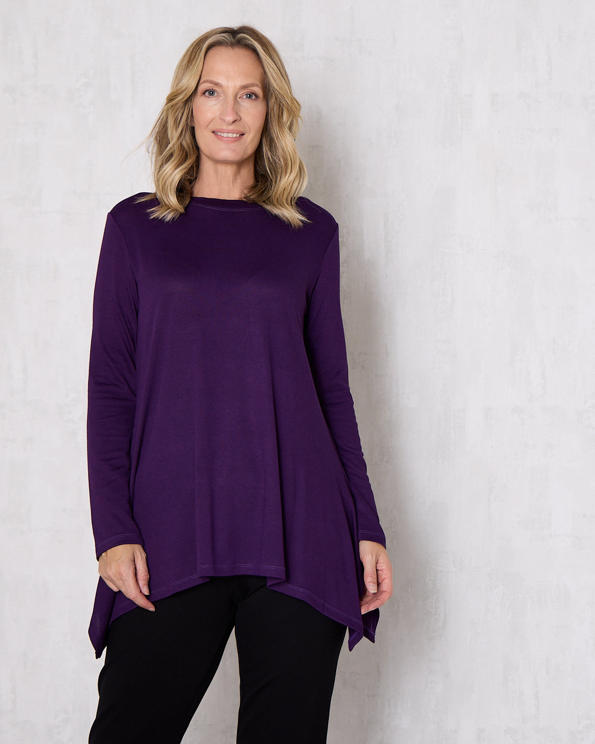 Andrea High Neck Swing Top - Purple
