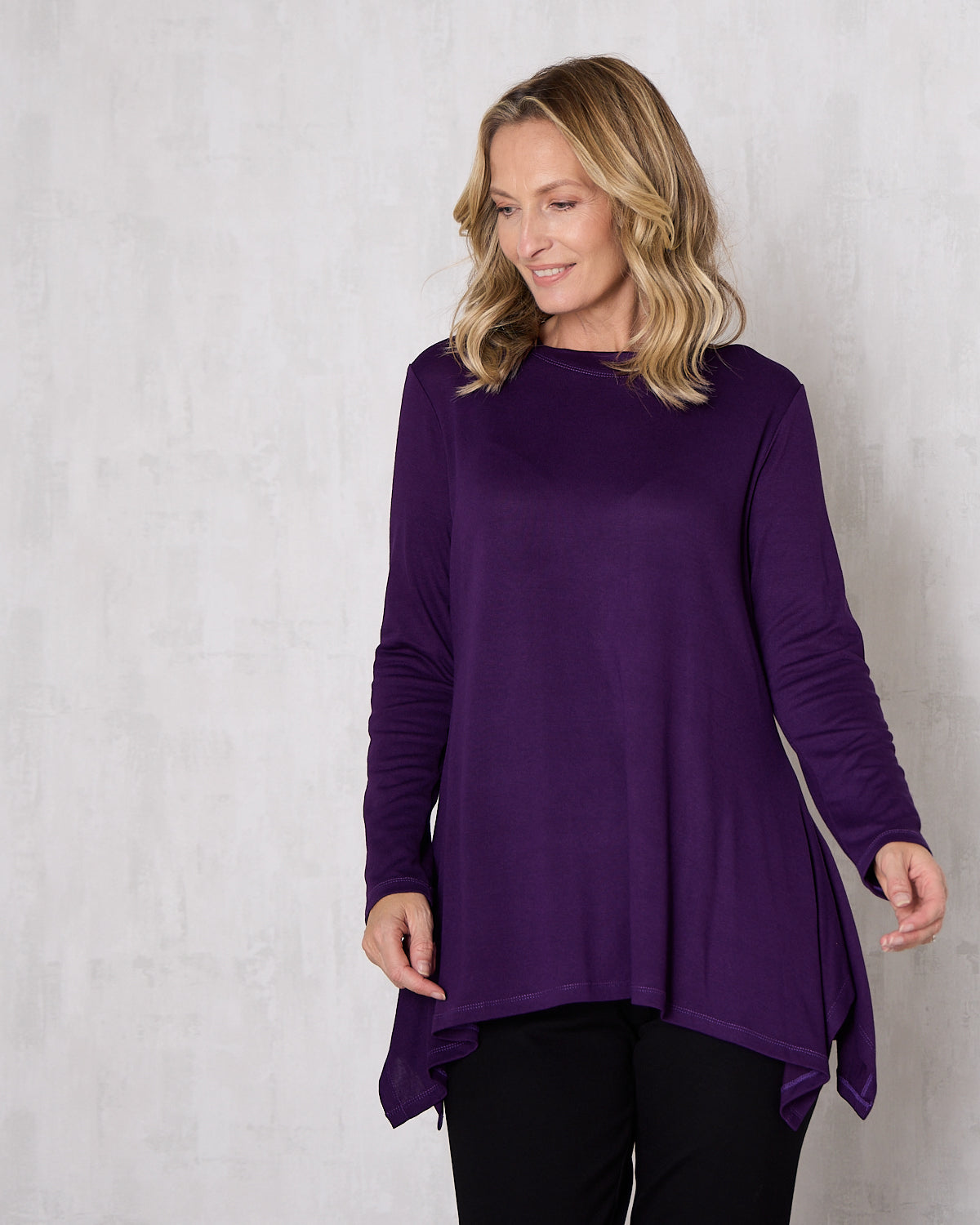 Andrea High Neck Swing Top - Purple